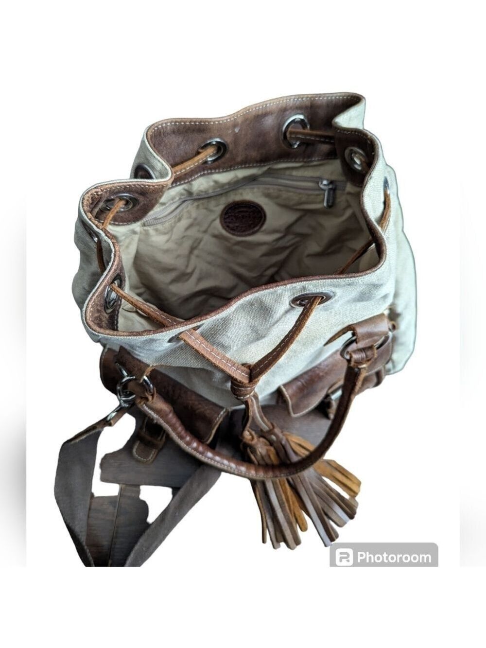 HP Roots Canvas & Leather Drawstring Bag - Picture 4 of 16